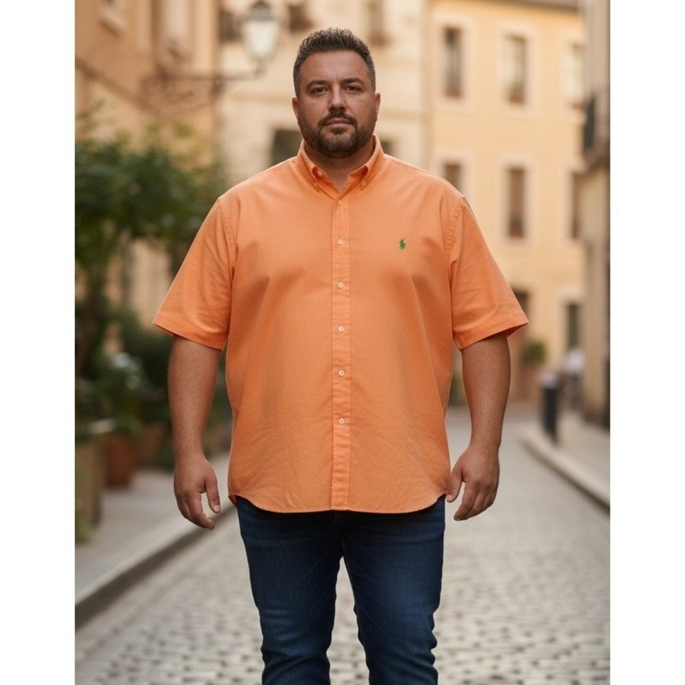 Ralph Lauren Classic Fit Mens 3XB Orange Short Sleeve Button Down Shirt Perfect